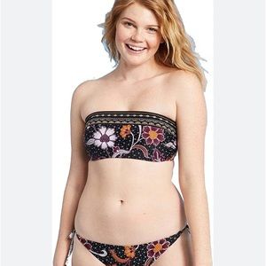 Xhilaration‎ Juniors' Embroidered Bandeau Bikini Top (Black Floral Print) D/DD